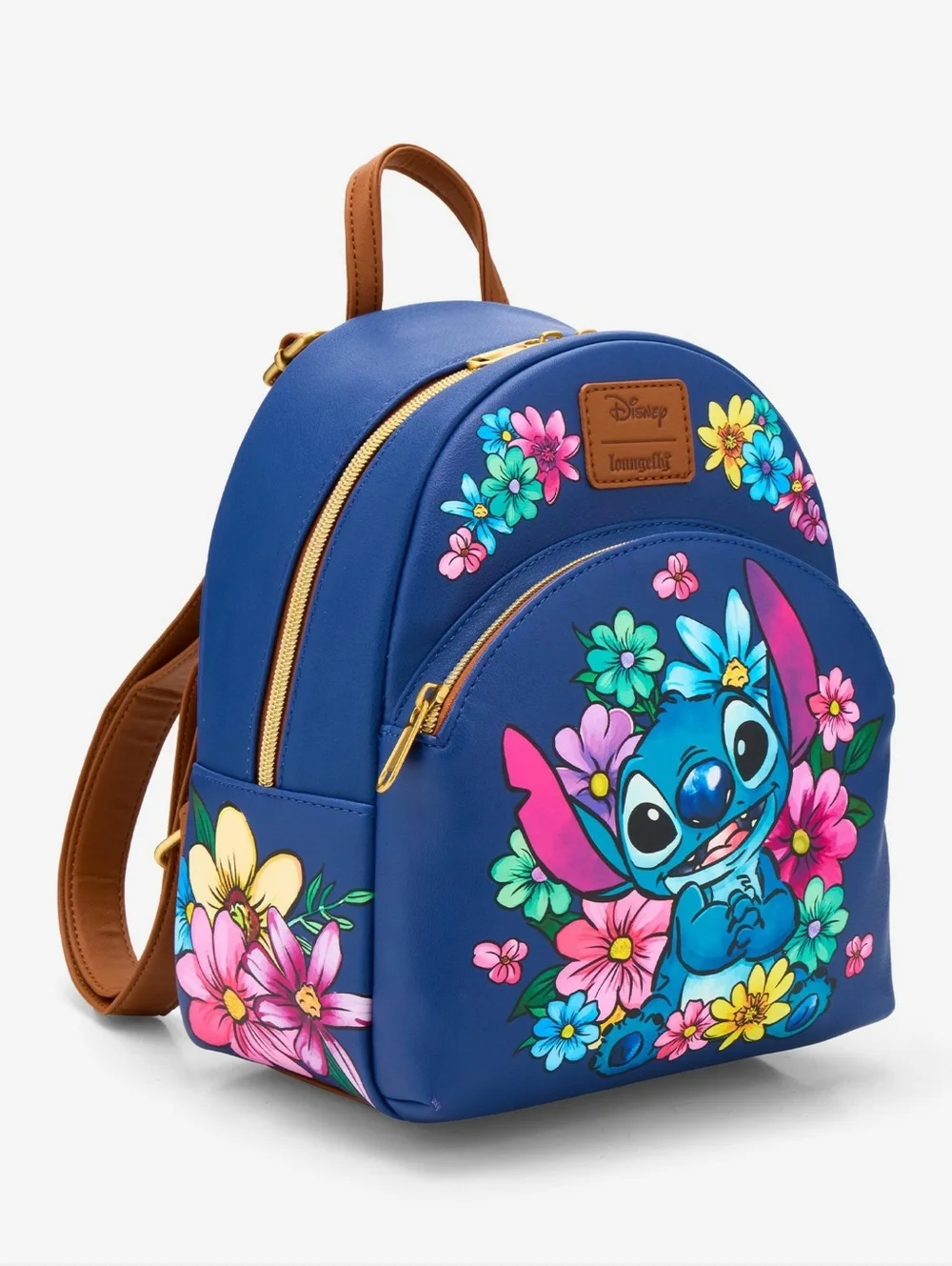 Loungefly Disney Navy Blue Stitch Floral Mini Backpack NWT